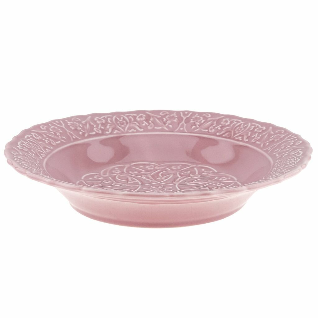 "Сицилия Роза" Тарелка глубокая фарфоровая д203мм h38мм, 400мл, волнистый край, пудровый