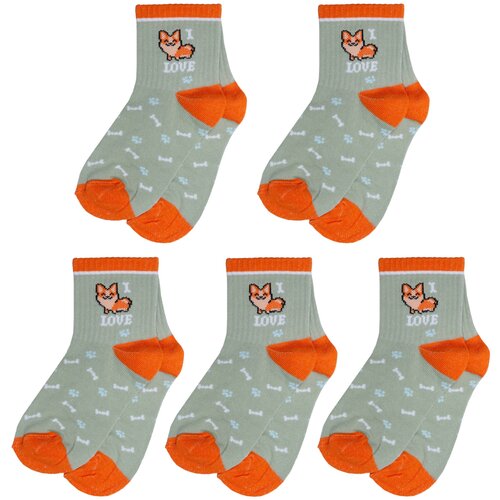 фото Комплект из 5 пар детских носков борисоглебский трикотаж 8с232, №47 хаки, размер 14-16