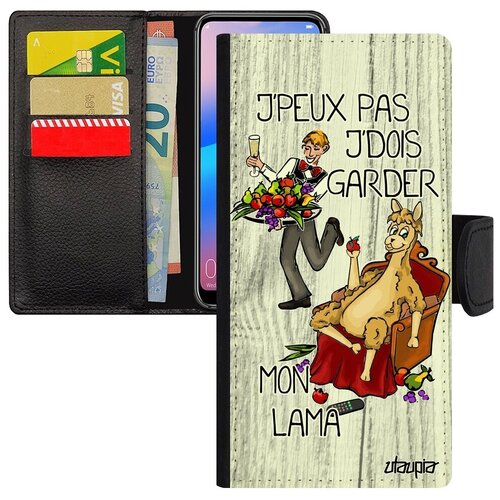 фото Чехол-книжка на мобильный // galaxy a50 // "не могу - у меня лама!" пародия комикс, utaupia, светло-серый