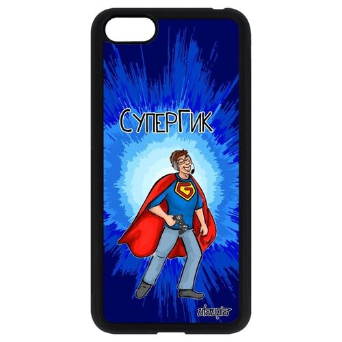 фото Защитный чехол на смартфон // huawei y5 2018 // "супергик" супергерой шутка, utaupia, синий