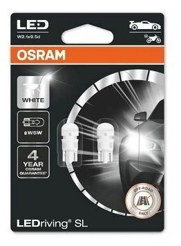 Лампа LEDriving SL (3поколение) 0,8W/12V W5W W2.1X9.5D BLI2 белый 6000K 2шт