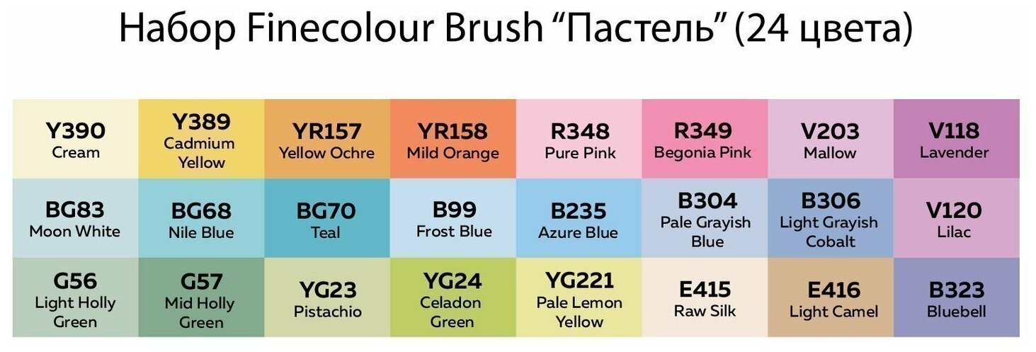 Набор маркеров Finecolour Brush 24 цвета в пенале Пастель