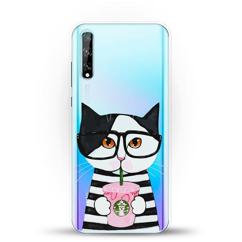 фото Силиконовый чехол кот в очках на huawei y8p andy & paul