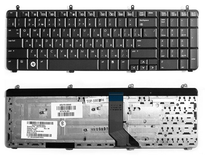 Клавиатура для ноутбука HP Pavilion DV7-2000 DV7-3000 DV7t-3000 Series Плоский Enter Черная без рамки NSK-H8W0R NSK-H8Q0R 1680₽