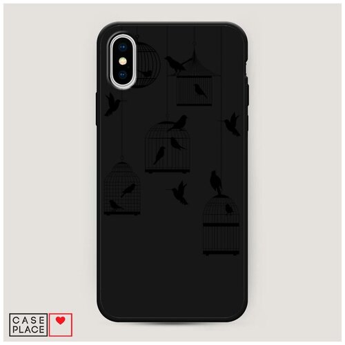 фото Чехол силиконовый матовый iphone xs max (10s max) клетка с птицами графика case place