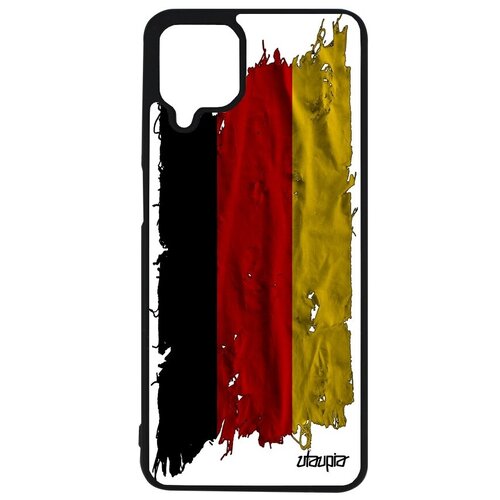 фото Красивый чехол для // samsung galaxy a12 // "флаг германии на ткани" стиль государственный, utaupia, белый