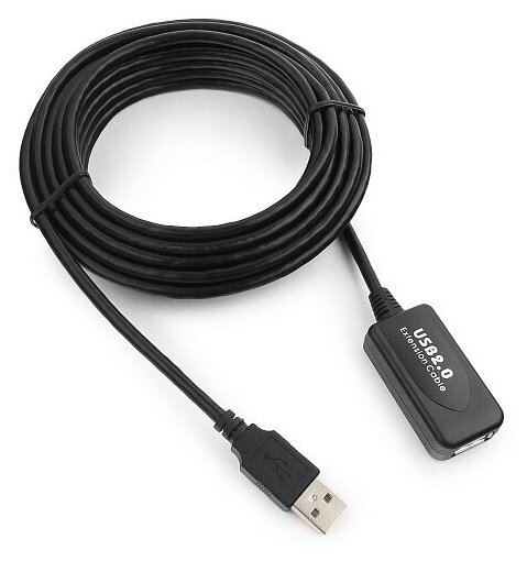 Кабель удлинитель USB 2.0 активный, AM/AF, 4,8 м, черный, Cablexpert