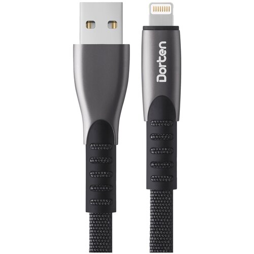 Разъем Dorten Flat Series Lightning - USB, 1 м, black