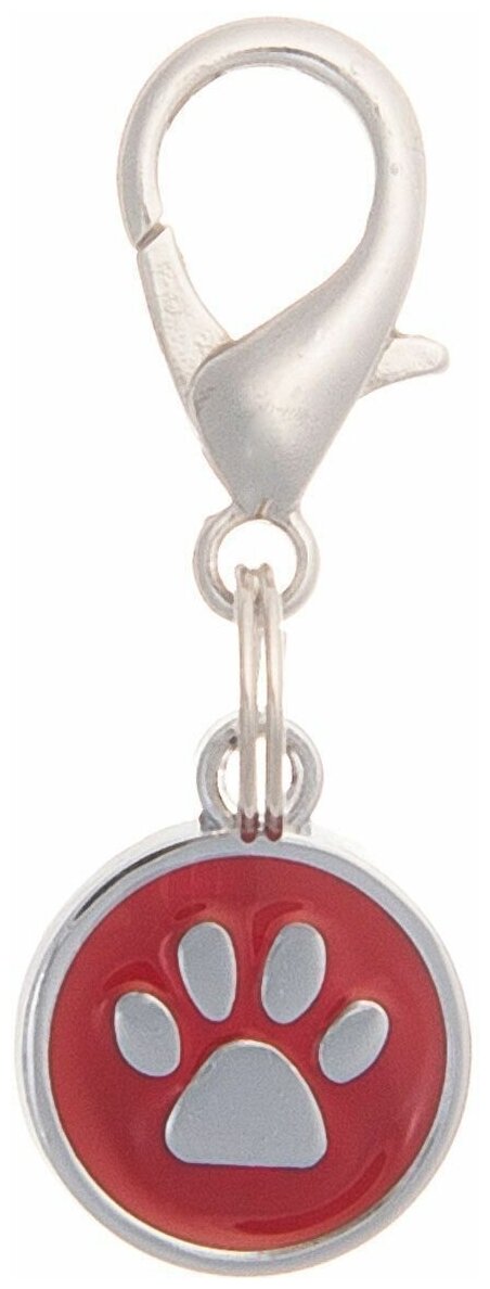 фото Адресник V. I. Pet "Лапка", под гравировку, круглый, малый, цвет: красный, диаметр 14 мм