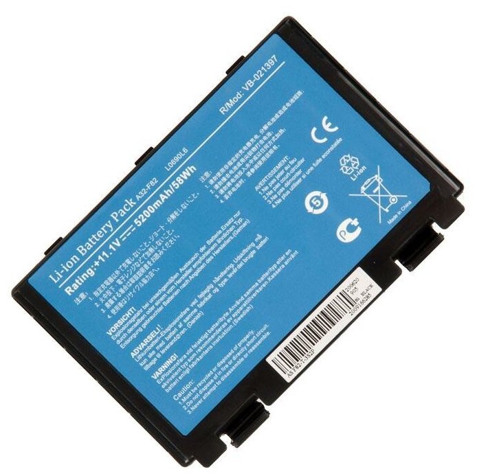 Аккумулятор для ноутбука Asus K40, K50, K70, F82, X5, 5200mAh, 11.1V OEM