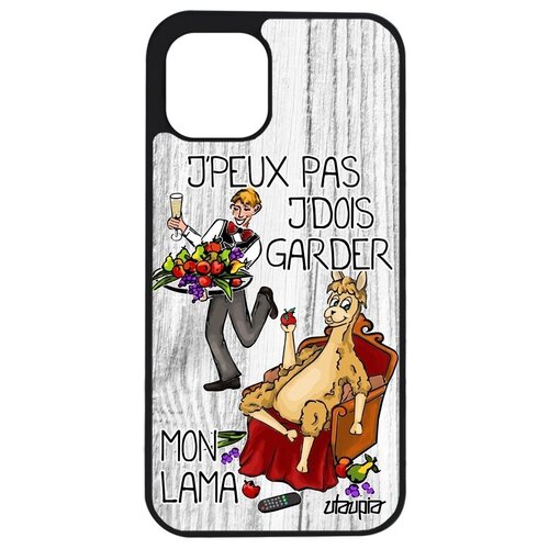 фото Ударопрочный чехол на мобильный // apple iphone 12 mini // "не могу - у меня лама!" шутка рисунок, utaupia, светло- серый