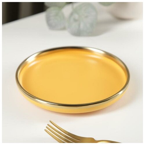 Тарелка пирожковая «Акварель», 15×2 см, цвет жёлтый