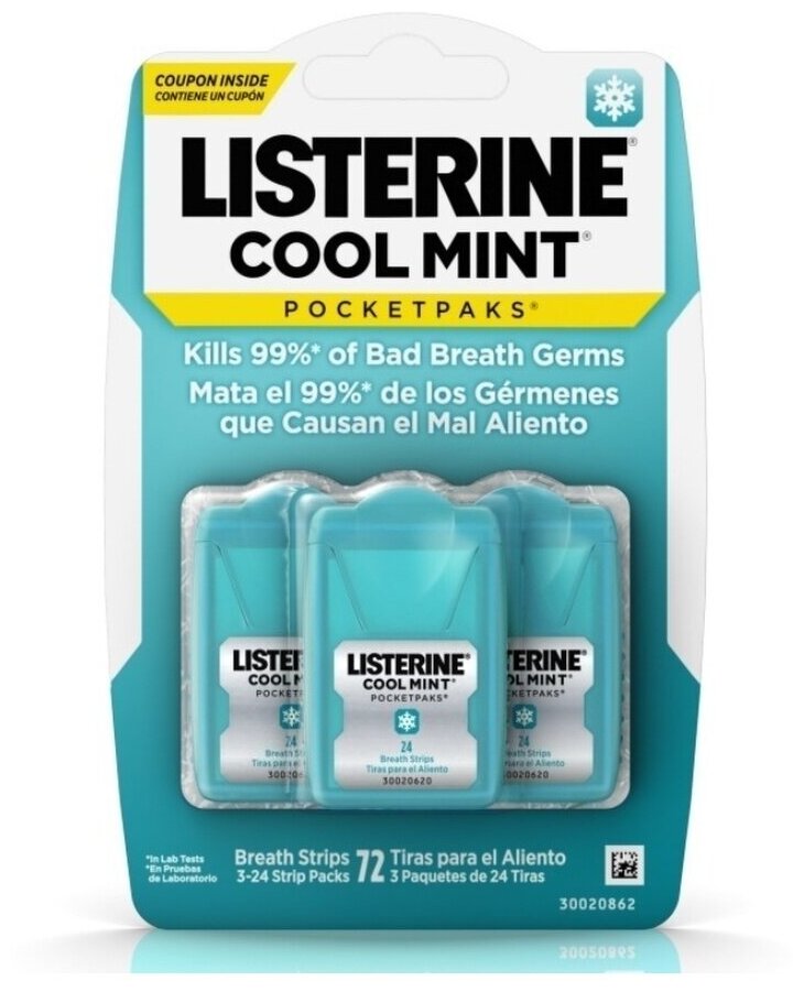 Освежающие полоски Listerine Cool Mint Pocketpaks Breath Strips