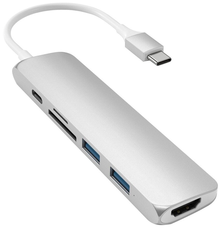 USB-C адаптер Satechi Type-C Slim Multiport Adapter V2 Цвет серебристый.