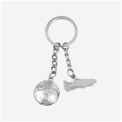 фото Брелок металл "футбольный кед и мяч" серебро, мяч - 2,3 см кед - 1,5х3 см ___