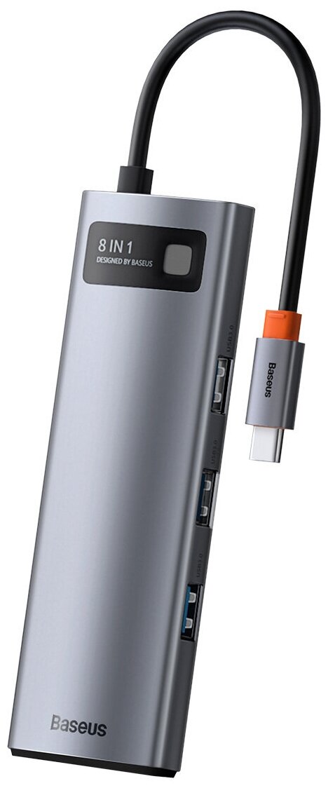 Хаб USB Baseus Metal Gleam Series 8-in-1 Multifunctional Type-C HUB Docking Station Grey CAHUB-CV0G