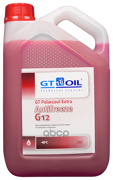 Антифриз G12 Gt Oil Gt Polarcool Extra Готовый 3л (Красный) GT OIL4665300010225