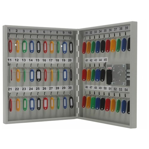 Ящик-шкафчик-ключница металлическая настенная KEY-55EL на 55 ключей 400x355x66 мм, с электронным замком, 55 брелоков с ярлычком в комплекте