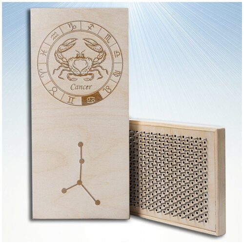 фото Доска садху / доска с гвоздями / доска для йоги / знаки зодиака (рак, cancer, астрология, звезды) - 3018, светлая сила души и тела