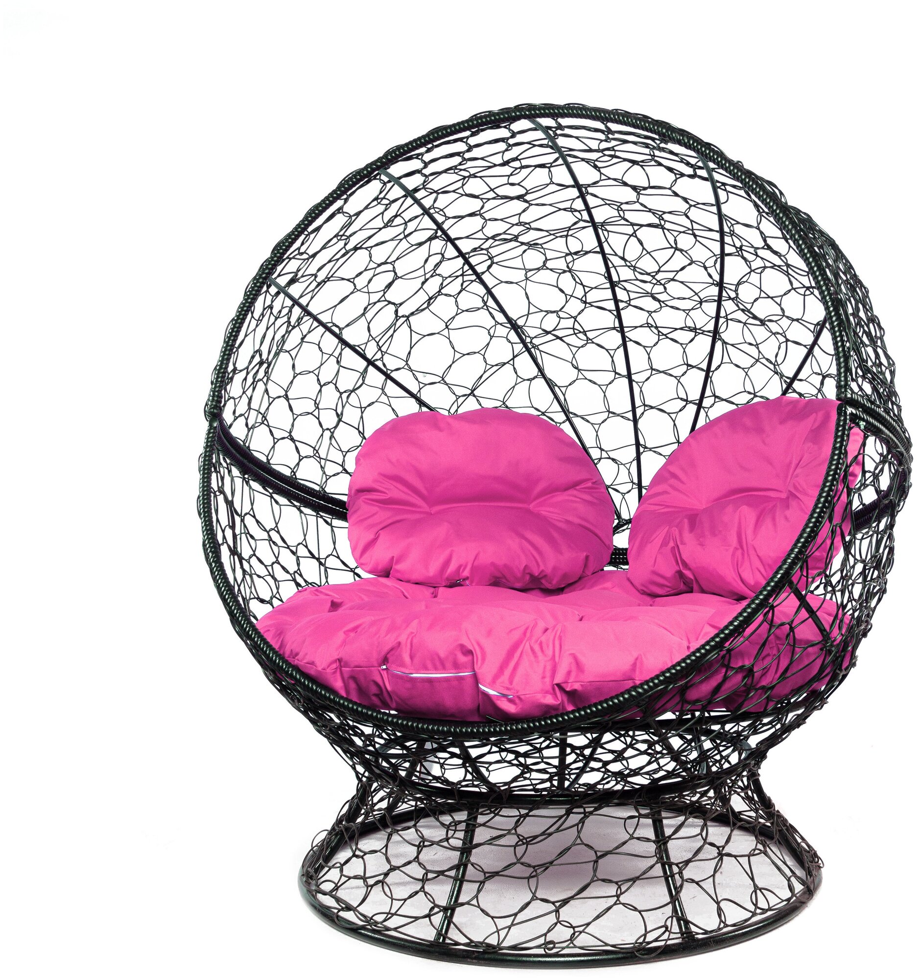 Кресло чёрное M-Group Апельсин ротанг, 11520408 розовая подушка - фотография № 2