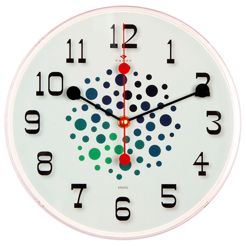 фото Часы настенные абстрактные круги, диаметр 25 см, белый корпус рубин
