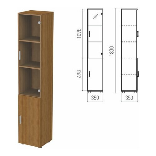 Шкаф закрытый со стеклом «Канц», 350×350×1830 мм, цвет орех пирамидальный (комплект)
