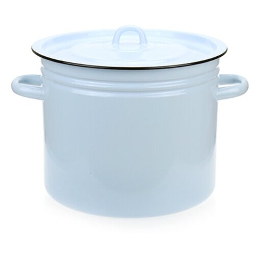 Кастрюля эмалированная 11,5л, цилиндрическая форма, металлическая крышка, серо-голубой (Россия)