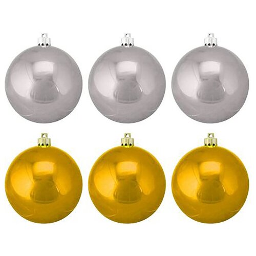 фото Набор шаров из полистирола 6шт, 60мм, серебро и золото феникс презент
