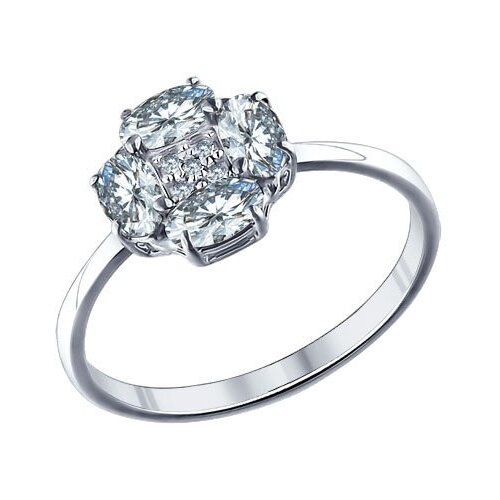 фото Серебряное кольцо sokolov 94011285 с фианитом diamant-online