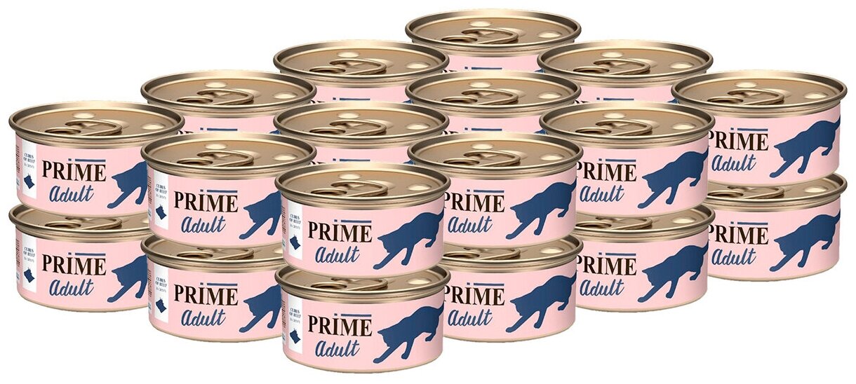 PRIME MEAT ADULT CAT для взрослых кошек с говядиной в соусе (75 гр х 24 шт)