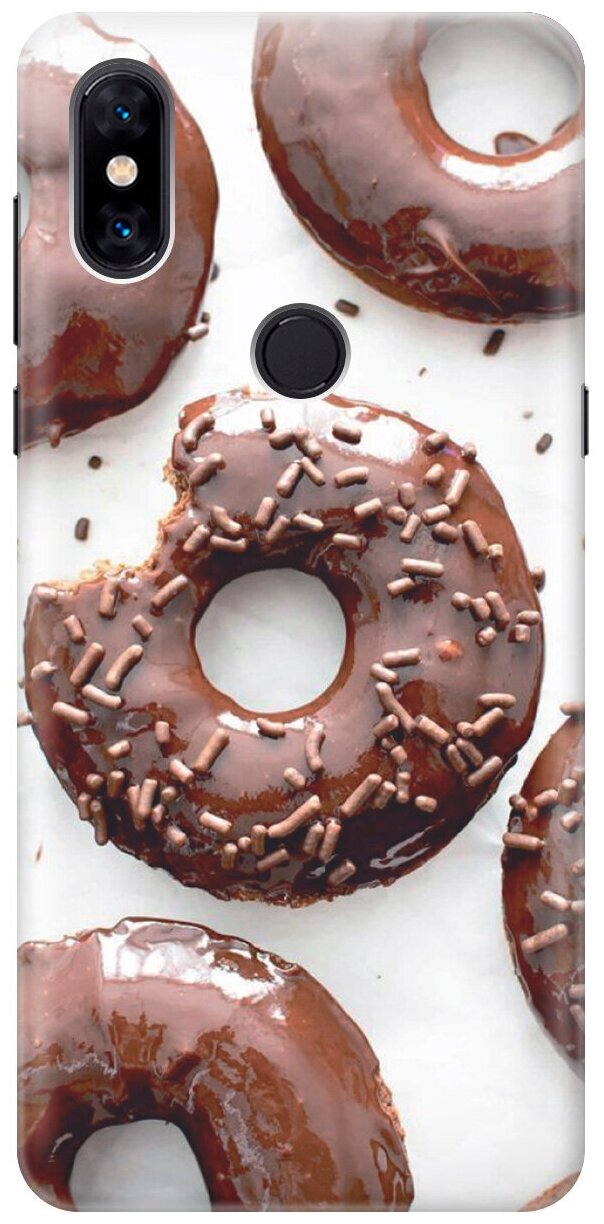 Силиконовый чехол на Xiaomi Mi Mix 3 / Сяоми Ми Микс 3 с эффектом блеска "Пончики в шоколадной глазури"