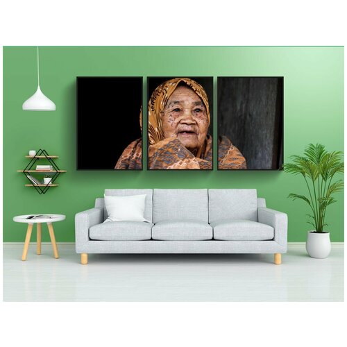 фото Набор модулных постеров для интерьера "старая женщина, разнообразие, одеяло" 60x90 см. в тубусе, без рамки lotsprints