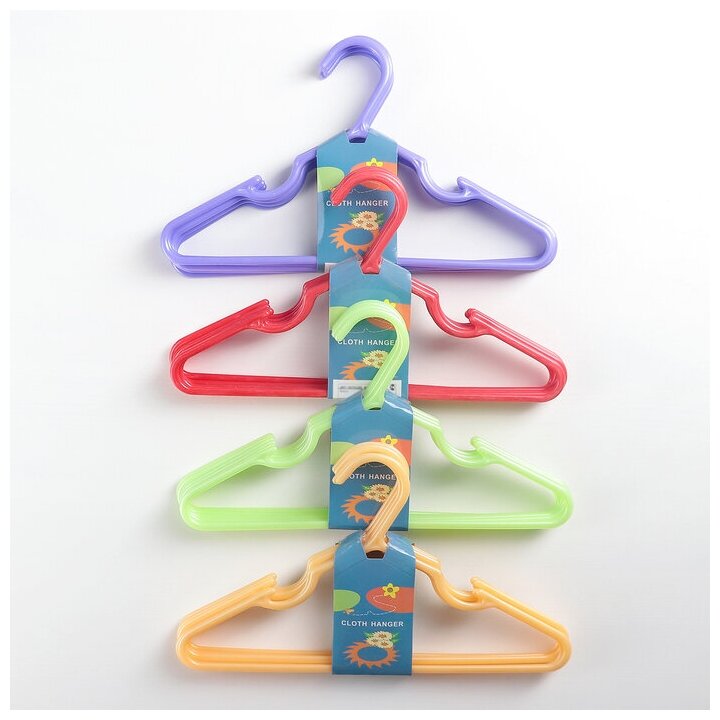 Вешалка-плечики для одежды детская, размер 30-34, цвет микс - фотография № 6