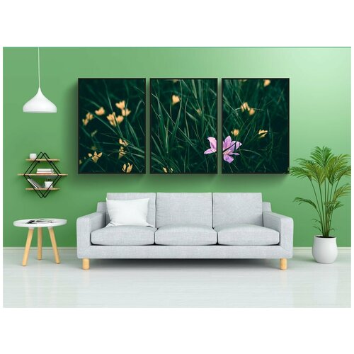 фото Набор модулных постеров для интерьера "цветы, розовый, природные" 60x90 см. в тубусе, без рамки lotsprints