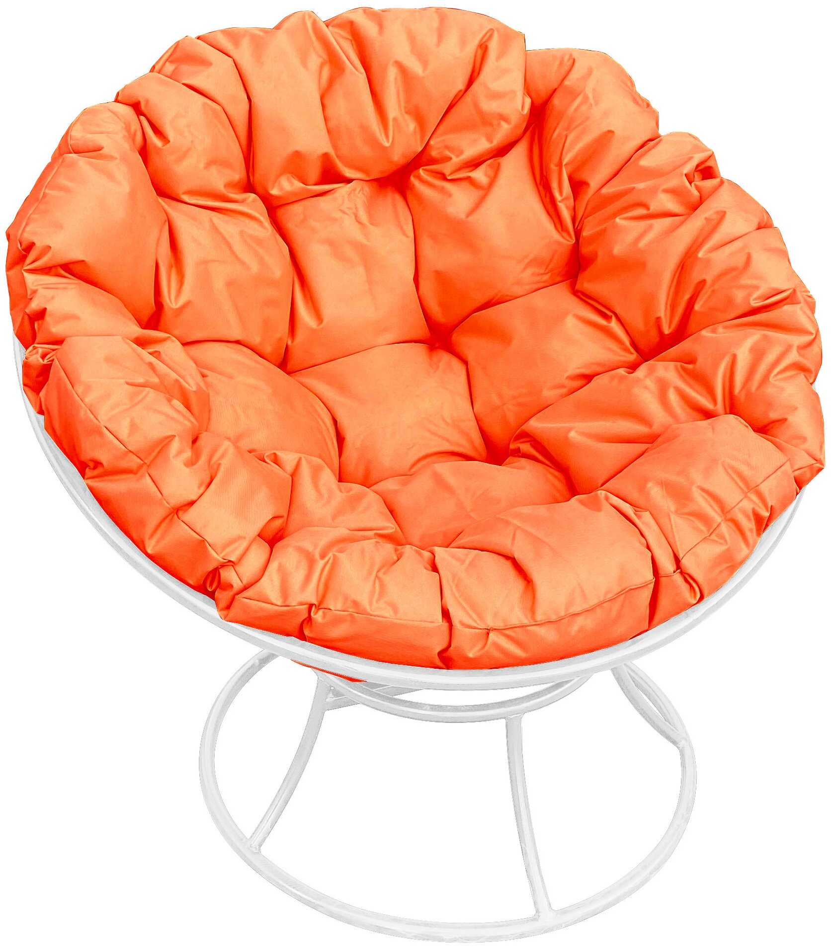 Кресло m-group папасан белое, оранжевая подушка - фотография № 1