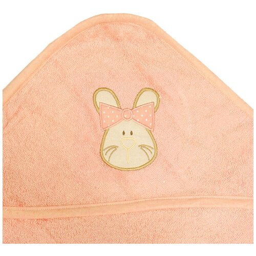 Полотенце с уголком махровое 105*105 зверята new (Персик)