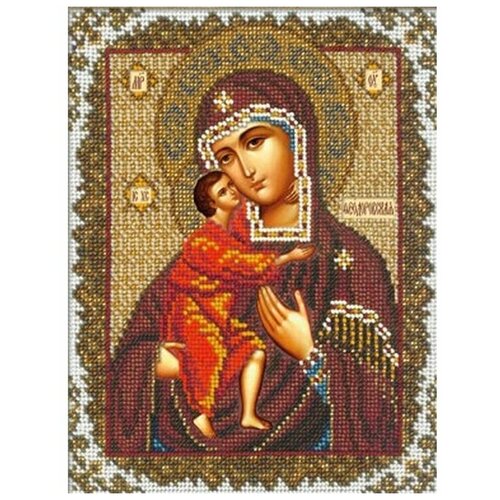 фото Набор вышивки бисером «богородица феодоровская», 18x22,5 см, русская искусница