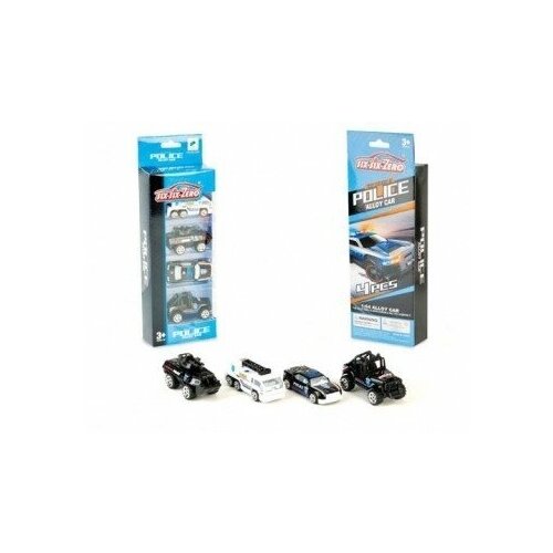 фото Набор металлических машинок "полицейский транспорт. пионер", 6 см, 4 штуки китай