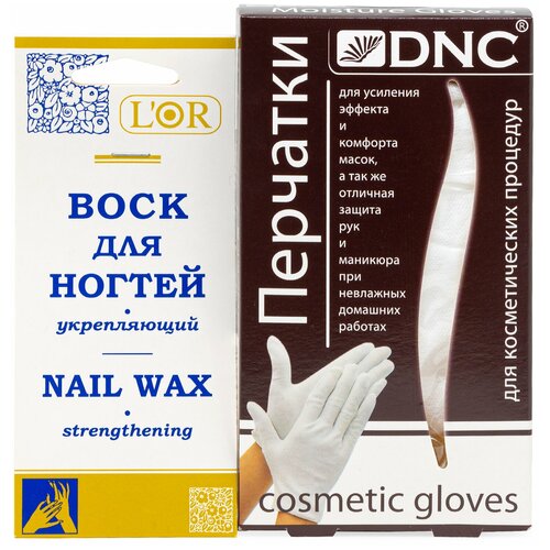 фото Dnc, перчатки косметические; l'or воск для ногтей укрепляющий 5мл