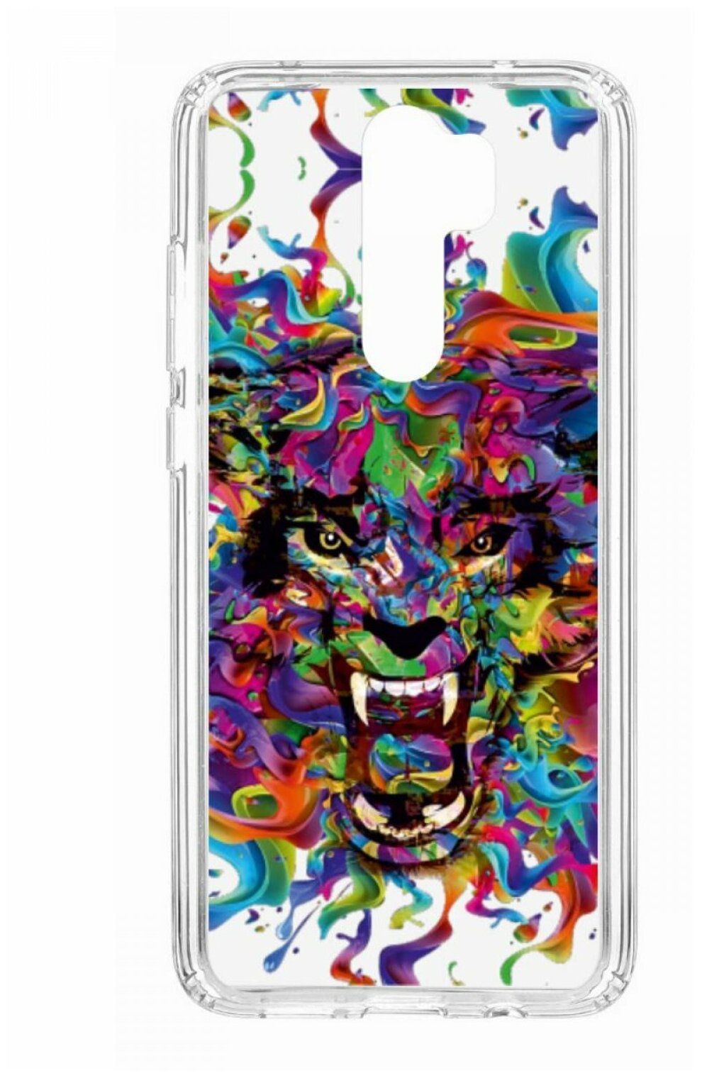 Чехол для Xiaomi Redmi Note 8 Pro Kruche Print Colored beast, противоударная пластиковая накладка с рисунком, бампер с принтом и защитой камеры