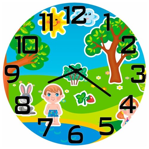 фото Svs настенные часы svs 3002626 девочка, мальчик и зайчик