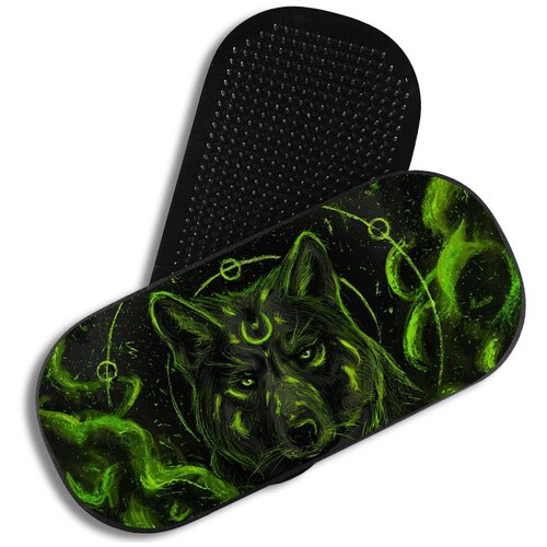 фото Доска с гвоздями садху для йоги с уф печатью / овал / животные фэнтези волк - 3677 чакра