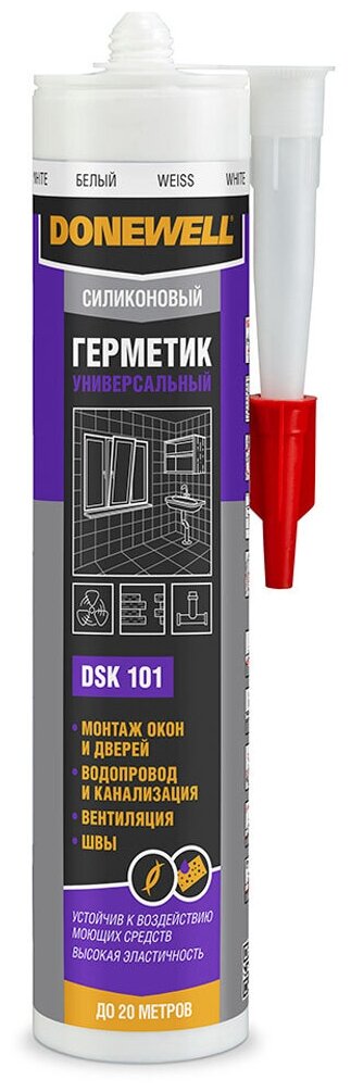 Герметик силиконовый универсальный Donewell DSK 101, 260 мл, белый