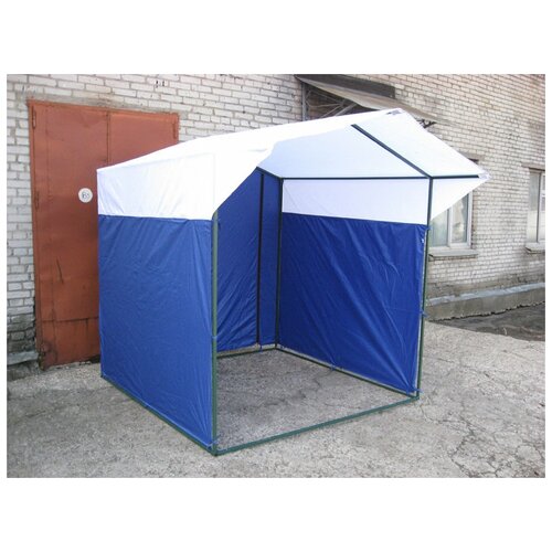 Палатка торговая Митек Домик 2,5х2,0 (труба D - 25 мм) (2 места) (белый/синий) (УТ000000097)
