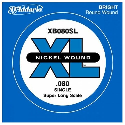 фото Xb080sl nickel wound отдельная струна для бас-гитары, никелированная, .080, super long, d'addario