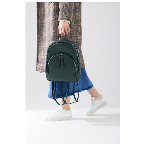 фото Рюкзак, 2 отдела на молниях, 2 наружных кармана, цвет зелёный noname