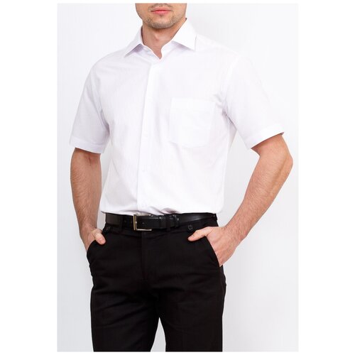 фото Рубашка мужская короткий рукав greg gb115/309/327/z, полуприталенный силуэт / regular fit, цвет белый, рост 174-184, размер ворота 38