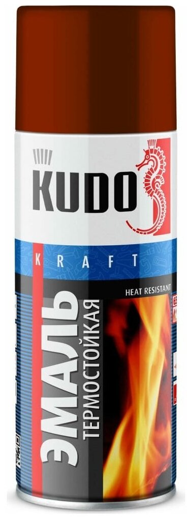 KUDO краска-спрей эмаль термостойкая красная 520мл аэрозоль —  по .