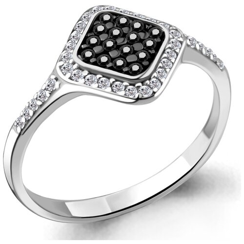 фото Серебряное кольцо aquamarine а68961ач с фианитом и ювелирным кристаллом, размер 17 diamant-online