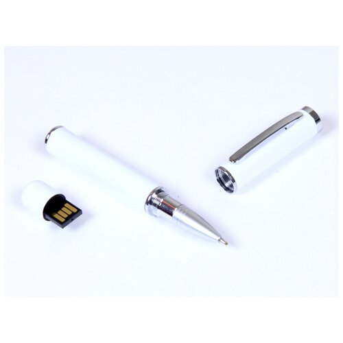 Флешка в виде металлической ручки с мини чипом (8 Гб / GB USB 2.0 Белый/White 366 VF- 366 ручка)
